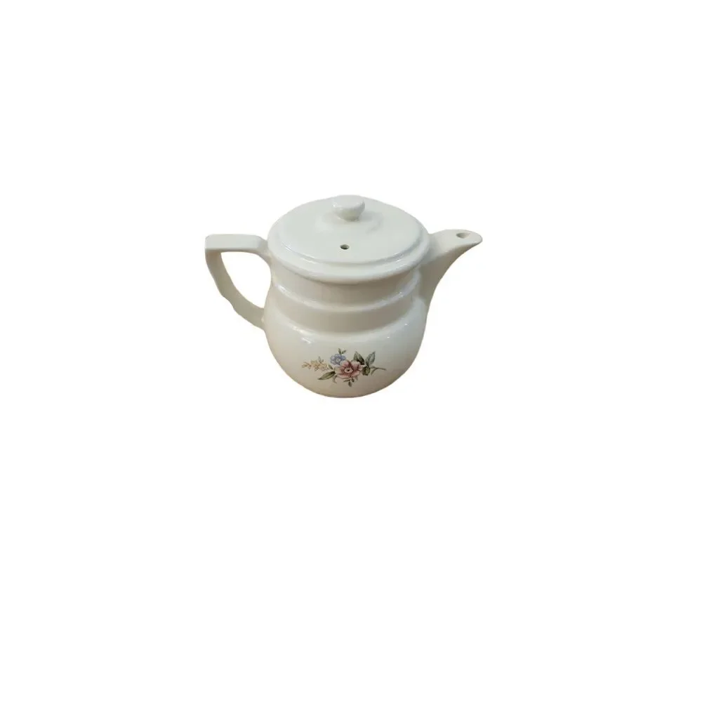 Vintage Floral‎ Ceramic Teapot White Porcelain Tea Kettle Cottage Core Decor